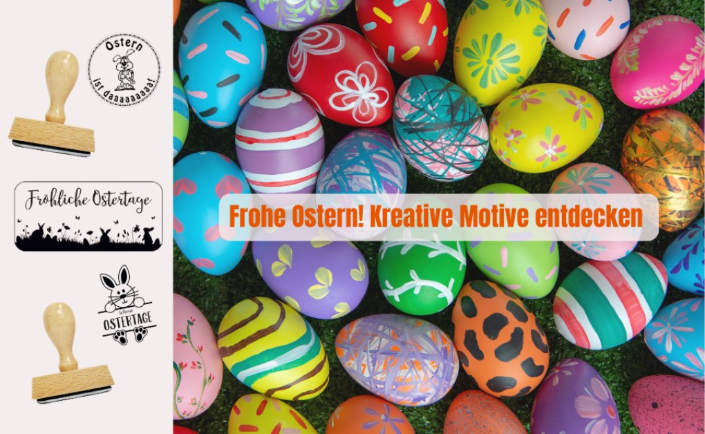 Holzstempel mit Ostermotiven für Osterkarten und frühlingshafte Bastelideen