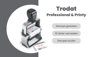 Nahaufnahme eines gestochen scharfen Firmenstempel-Abdrucks mit klarer Schrift und Logo
