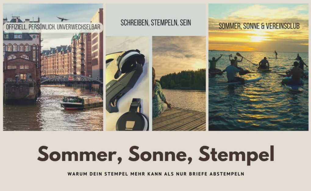 Fotocollage-von-Flusskanal-Yoga-und-Paddeln-mit-Stempeln